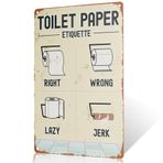 dingleiever Tuvalet Kağıdı Görgü Kuralları Metal Tabela, 12 x 8 inç