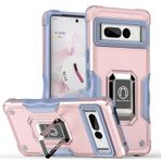 Dinglijia Google Pixel 7 Pro için Tasarlanmış Kılıf Döner Ayaklık, Düşme Test Edilmiş Kamera Kapağı Lens Koruması Google Pixel 7 Pro JQZH için Shiled Telefon Kılıfı Pembe Altın
