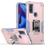 Dinglijia Moto G Pure Moto G Power 2022 için Tasarlanmış Kılıf Döner Ayaklık, Düşme Test Edilmiş Kamera Kapağı Lens Koruması Moto G Pure JQZH için Şillenmiş Telefon Kılıfı Pembe Altın
