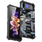 Dinglijia Samsung Galaxy Z Flip4 Telefon Kılıfı, Ekran Kamera Koruyuculu, Düşme Test Edilmiş Kamuflaj Kapak İnce ve Hafif Entegre Destek Destek Koruyucu Kılıf Z Flip4 için Lacivert
