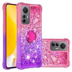 Dinglijia Xiaomi 12 Lite Kılıf, Gradyan Quicksand Serisi Parlak Parlak Akan Sıvı Yüzen Halka Destek Çubuğu TPU Tampon Yastık Güçlendirilmiş Köşeler Kadın Kılıfı Xiaomi 12 Lite için Pembe-Mor