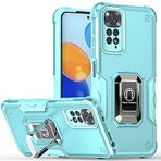 Dinglijia Xiaomi Redmi Note 11 için Tasarlanmış Kılıf, Döner Dayanak, Düşmeye Test Edilmiş Kamera Kapağı Lens Koruması Dökülen Telefon Kılıfı Redmi Note 11 JQZH Nane Yeşili