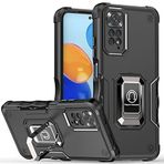 Dinglijia Xiaomi Redmi Note 11 için Tasarlanmış Kılıf, Döner Dayanak, Düşmeye Test Edilmiş Kamera Kapağı Lens Koruması, Redmi Note 11 JQZH için Telefon Kılıfı Siyah