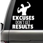 Dino Art & Décor Excuses Dont Get Result Muscal Man Motivasyonel İlham Verici İlişki Alıntı Pencere Dizüstü Bilgisayar Vinil Çıkartma Dekor Ayna Duvar Banyo Araba için Tampon Çıkartmaları 14 cm