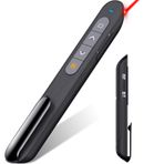DinoFire Sunucu, RF 2,4 GHz ve Bluetooth USB çift modlu Powerpoint uzaktan kumanda, sunumlar için kırmızı ışık işaretleyici, Mac/Keynote/PC/PPT için sunum uzaktan kumandası