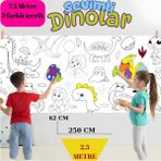 Dinolar Denizaltı Araçlar 3'lü Dev Boyama Kağıdı | Doğum Günü Partisi, Eğlenceli Oyuncak - Beyaz
