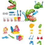 Dinozor Dişçi Oyun Hamur Set + Kuaför Oyun Hamur Seti + İnsan Figürü Seti Eğitici Set