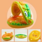 Dinozor Şekilli Baby Float Bebek Yüzme Simidi Güneşlikli Kapanır Açılır Dino Yeşil