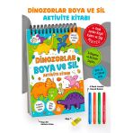 Dinozorlar Boya Ve Sil Aktivite Kitabı | 4 Renk Jumbo Keçeli Kalem Ve Silgi Hediyeli