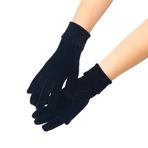 DINPREY Kadınlar için Dokunmatik Ekran Eldiveni, Sıcak Kalın Polar Rüzgar Geçirmez Eldiven, Kısa Saten Eldiven, Opera Eldiveni, Bilek Boyu, Siyah, One Size