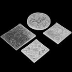 Dioche Zar Kalıpları Reçine Reçine Kalıpları Silikon (Gıda Sınıfı) 4 Adet Set Dişli Şekli 3D Çikolatalı Kek Fondan Silikon Kalıp Diy Reçine Takı Kolye Dekorasyon