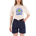 Dione Mom Fit Yüksek Bel Paçası Katlamalı Fit Jean Şort (mavi, s)