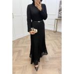 Dip Moda Dipmoda Kadın Siyah Dantel Kumaş Maxi Boy Tesettür Elbise - 44