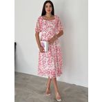 Dip Moda kadın astarlı midi boy desenli şifon elbise DPQ008