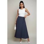 Dip Moda Kadın Bağlamalı Asimetrik Scuba Etek NMS075 - Lacivert - 38