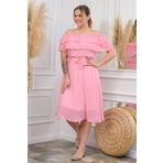 Dip Moda kadın bebe mavisi kuşaklı büyük beden şifon elbise DP8061