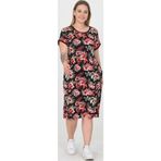 Dip Moda kadın bisiklet yaka çiçek desenli büyük beden yazlık elbise AYSL30