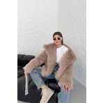 Dip Moda kadın camel oversize çıtçıtlı ithal kürk mont DPG037