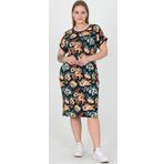Dip Moda kadın cepli çiçek desenli yazlık büyük beden viskon elbise AYSL32