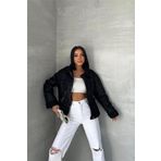 Dip Moda kadın fermuarlı içi kürklü süet mont GTS017 - Siyah