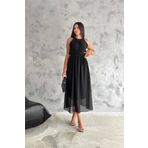 Dip Moda kadın gül broş detaylı uzun şifon elbise DPK2144