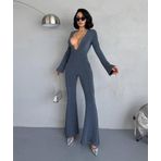 Dip Moda kadın indigo dekolteli novel sim maxi tulum DPDF118