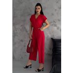 Dip Moda kadın kırmızı bağlama detaylı ayrobin tulum DPTG7035
