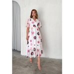 Dip Moda kadın kuşaklı çiçek desenli şifon elbise NBK4118