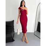 Dip Moda kadın likralı omuz detaylı midi boy elbise DPK4196
