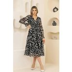 Dip Moda kadın siyah desenli şifon elbise RSSN32