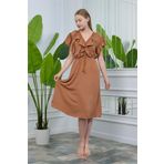 Dip Moda kadın yaka ve kolları fırfırlı bağlama detaylı ayrobin elbise DP10050