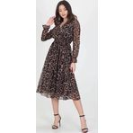 Dip Moda kadın yakası bağlama dertaylı leopar şifon elbise RSSN07