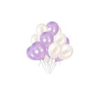 Dipak 10 Adet Lila Renk Metalik Balon 10 Adet Beyaz Renk Metalik Balon 20 Adet