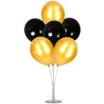 Dipak 7'li Balon Standı+7 Adet Metalik Balon Siyah/Gold