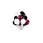 Dipak Bordo/Siyah/Beyaz Renk Metalik Balon 20 Adet
