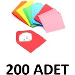 Diplomat 200 Adet 13X18 cm Renkli Davetiye Zarfı 90 gr Karışık Renk