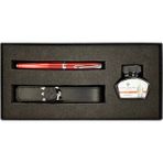 Diplomat 40216080 Skyline Dolma Kalem Deri Kılıf Kırmızı Mürekkep Set