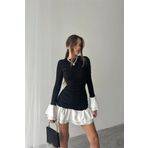 Dipmoda kadın büzgülü bluz mini elbise DPDF024