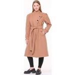 Dipmoda kadın midi oversize yün kaşe kaban DPPLTN03 - Camel
