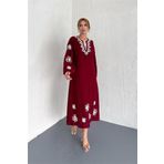 Dipmoda kadın yazlık nakışlı keten elbise DPK4149