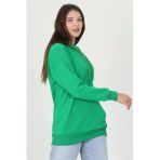 Dipmoda Kadın Yeşil Kapüşonlu Kanguru Cepli Üç İplik Sweatshirt Fvr002
