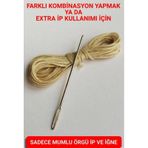 Direksiyon Kılıfı Dikmek Için Mumlu Ip ve Iğne 5 Metre Krem
