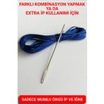 Direksiyon Kılıfı Dikmek Için Mumlu Ip ve Iğne 5 Metre Mavi
