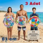 Direkstoktan 🌟 3'lü Şeffaf Desenli Plaj ve Deniz Topu Seti (61 Cm) - Yazın Eğlencesi! 🌟61 cm Designer Beach Ball Bestway 31001