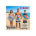 direkstoktan 🌟 3'lü Şeffaf Desenli Plaj ve Deniz Topu Seti (61 cm) - Yazın Eğlencesi! 🌟61 cm Designer Beach Ball _ bw31001