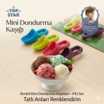 Direkstoktan Mini Dondurma Kaşığı 4lü Set - 10 cm Boyunda Plastik Dondurma Kaşıkları - Renkli