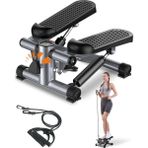 Direnç Lastikli Mini Stepper Egzersiz Aleti -Kaymaz Pedallı Kardiyo Cihazı - Siyah