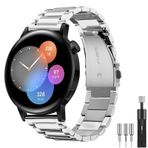Diruite for Huawei Watch GT 2 (42 mm versiyon) için bileklik saat kayışı, 20 mm galvanize paslanmaz çelik metal çift katlanır kilitli yedek kayış - gümüş