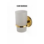 Diş Fırçalık Cam Bardaklı Gold Renk