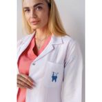 Diş Hekimi Önlüğü Alpaka Beyaz Baskılı Diş Doktoru Önlük - XS